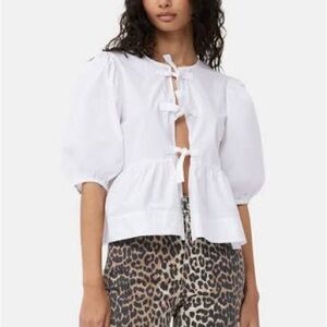 Ganni White Bow Detail Blouse